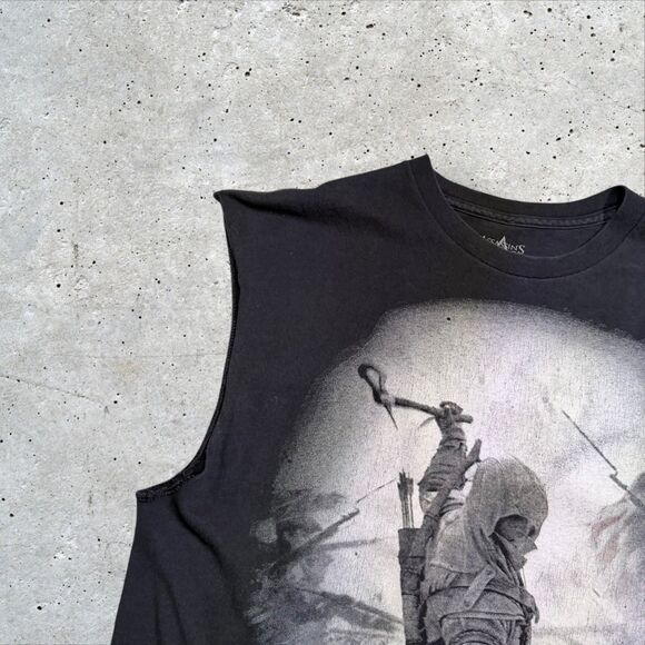 Assassin’s Creed III 2012 Promo Sleeveless Cutoff T-Shirt Black XL Ubisoft Gamer - Picture 4 of 10